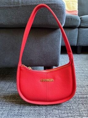 Steve Madden Red Pebbled Hobo Shoulder Bag with Gold Hardware